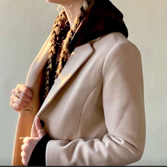 New Women Lapel Collar Long Wool Pea Coat Blue Button Down Gorgeous Coat - Picture 13 of 16